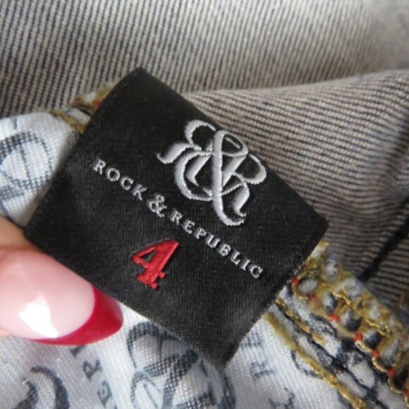 Y2k Vintage Rock & Republic Berlin Skinny Jeans Rhinestone Bling Size 4 - Picture 9 of 9